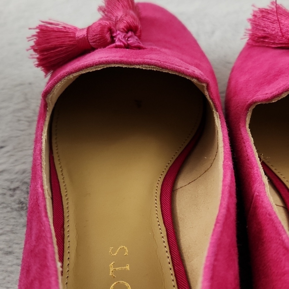 *NWT Talbots Black Everson Kiltie Pink Suede Tassel Loafers 5.5M - Picture 10 of 13